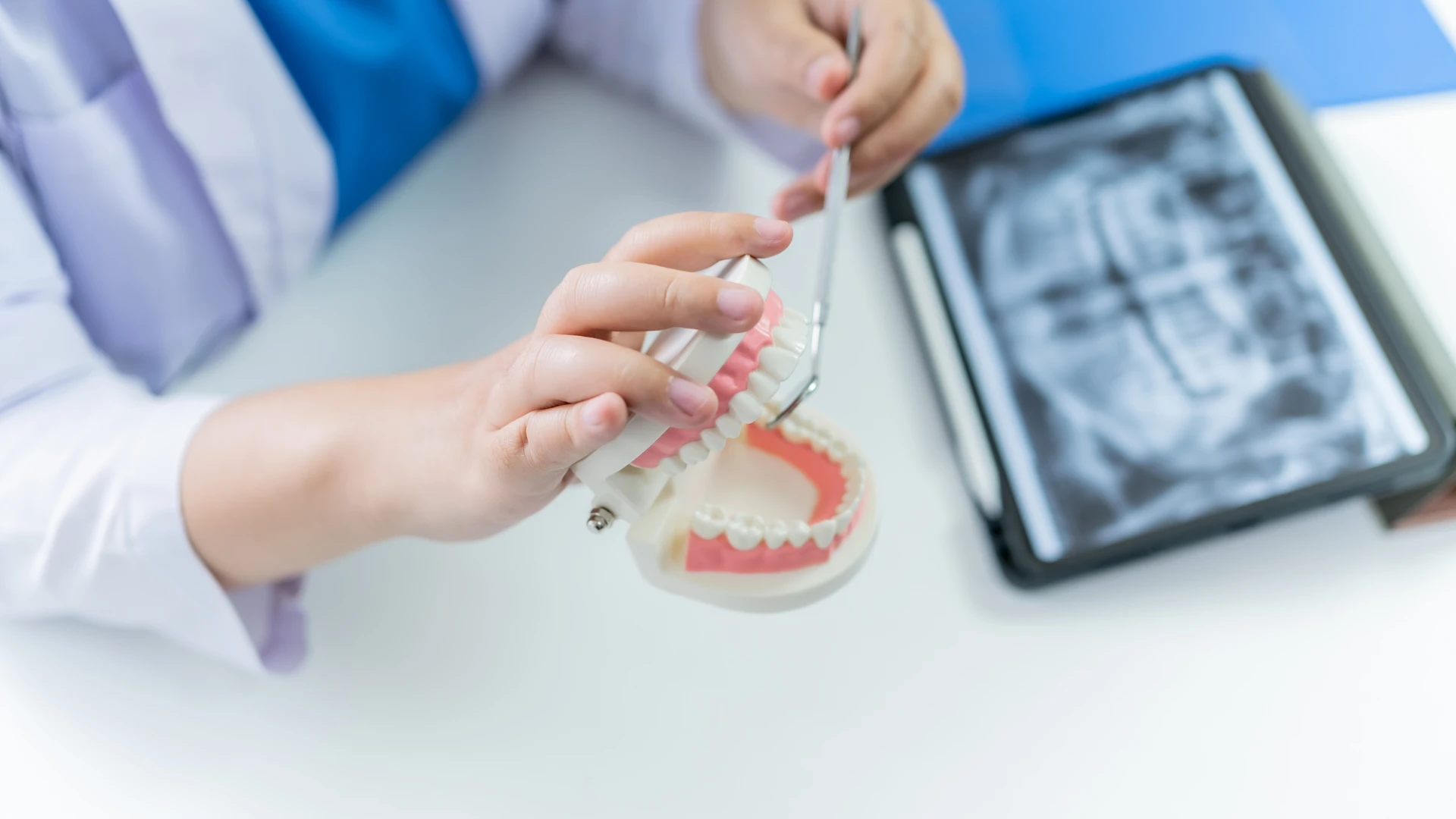 Emergency dental tools and forms ready for urgent treatment